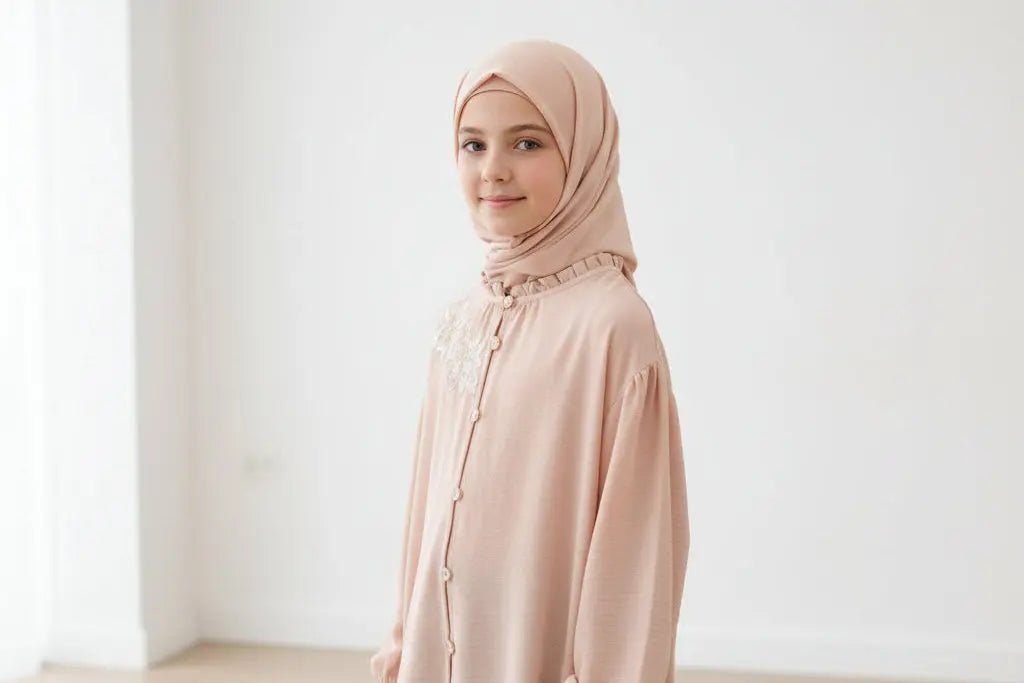 ebroidered salmon shirt - Little Hijabi