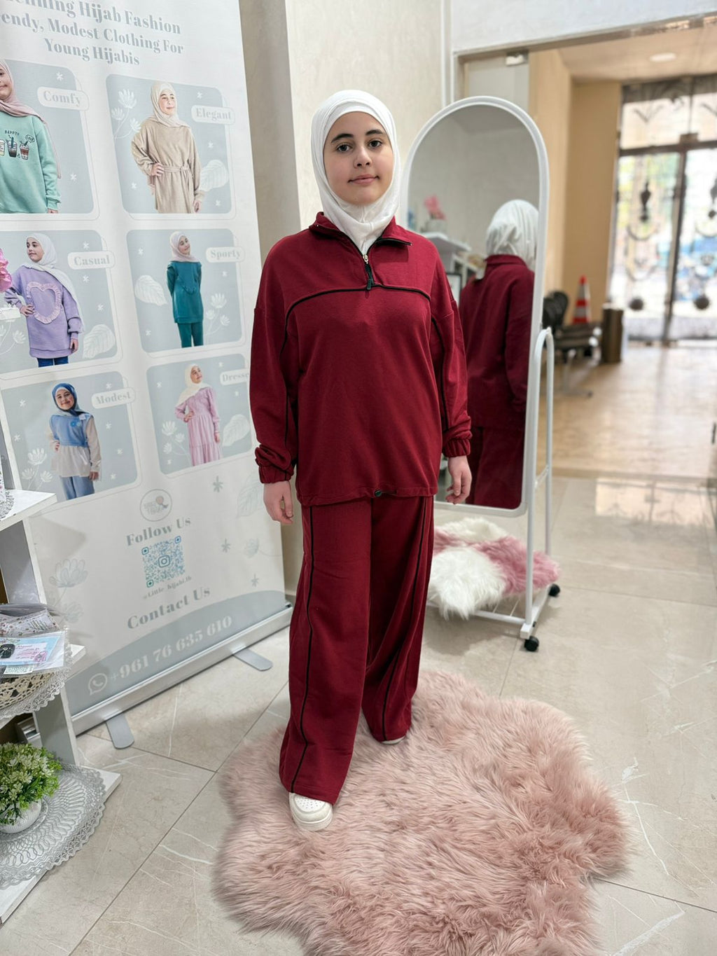 Red three thread cotton set - Little Hijabi