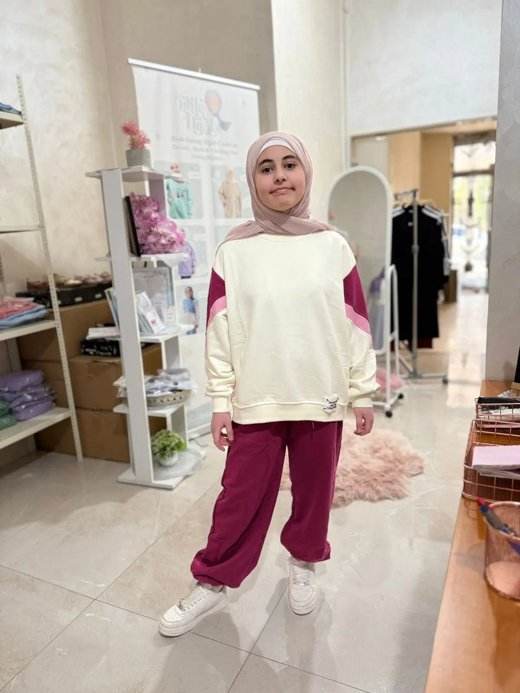 white burgundy set - Little Hijabi